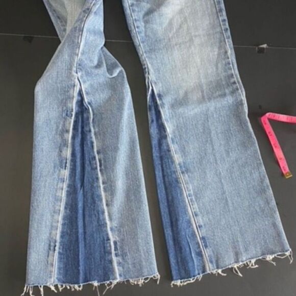 NEW RE/DONE Vintage High Rise Crop Flare Jeans Lt Wash w/ Dark Inset Size 24 - Picture 8 of 11